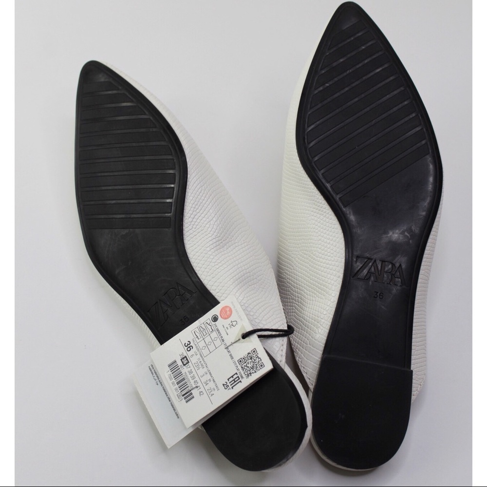 Zara Minimalist White Animal Embossed Mule Flats 6 - Picture 12 of 12